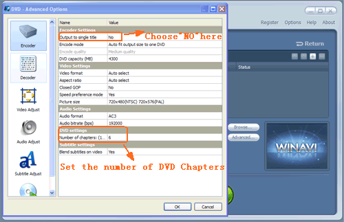 DVDのチャプターを設定してDVDのチャプターメニューを作成する- スクリーンショット