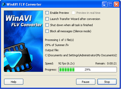 WinAVI flv 変換でflvを3gpに変換する - スクリーンショット