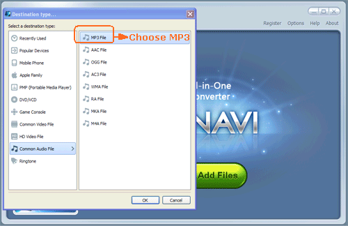 FLVファイルを入力してFLVをMP3形式に変換する -スクリーンショット