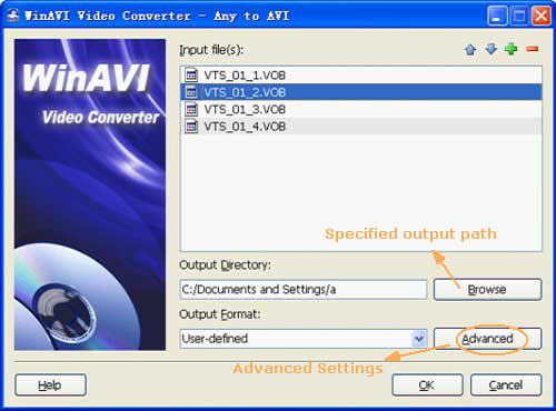 ビデオファイルを入力してWinAViビデオ変換でvobをaviに変換する - スクリーンショット